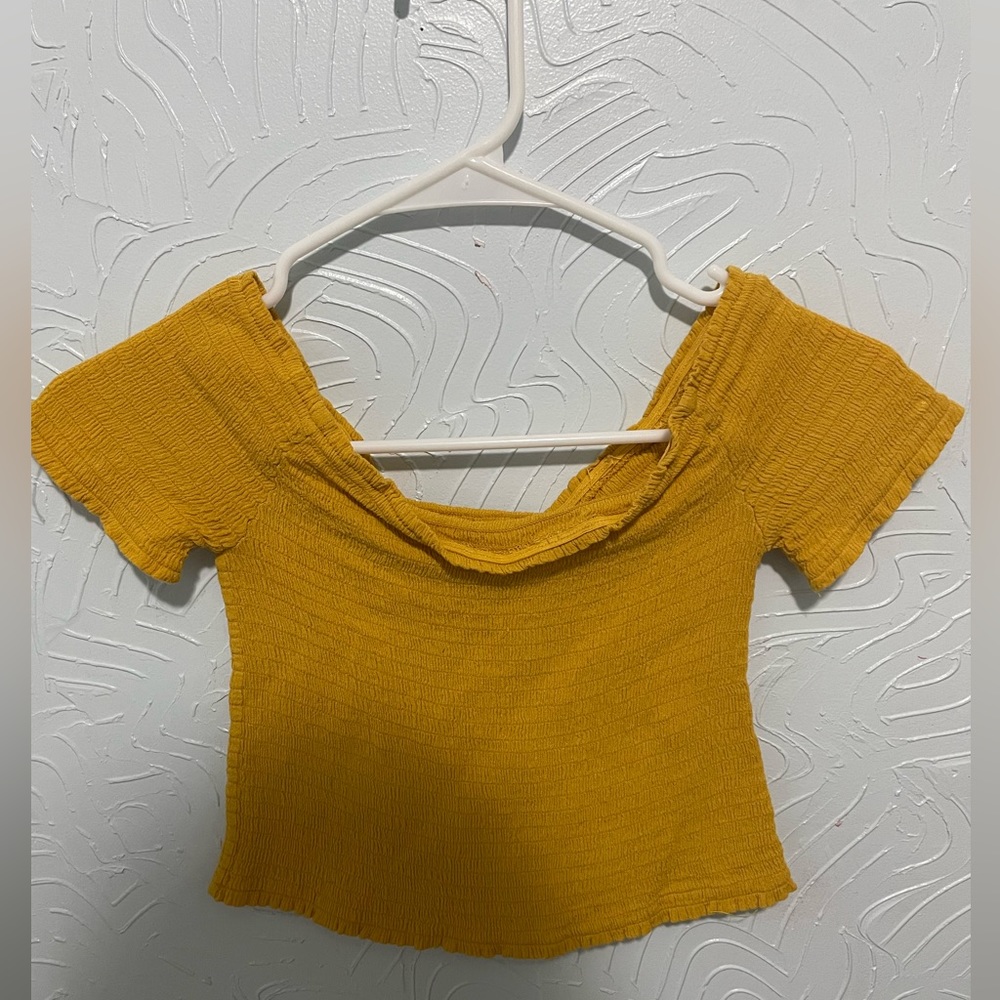 off the shoulder yellow top